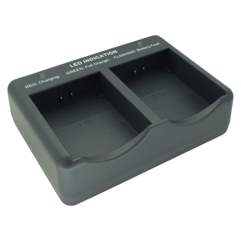 Eartec UltraLITE battery charger 2 slot with power adapter SKU CHLX2E — Eartec grey dual battery charger with LED indicators